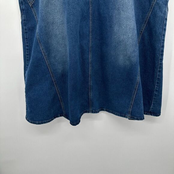 Alsharifa Blue Denim Maxi Skirt‎ Size 18 Patchwork Stretch Pockets Modest Long - Picture 4 of 9